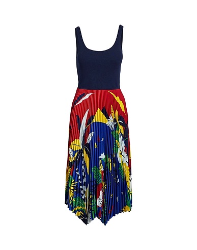 POLO RALPH LAUREN Midi dress GRAPHIC HYBRID SWEATER-PLEATED DRESS
 Navy blue 100% Recycled polyester
