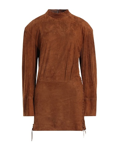 SALVATORE SANTORO Sheath dress Brown 100% Ovine leather
