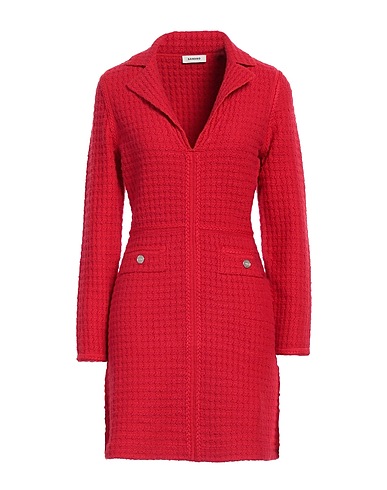SANDRO Short dress Red 28% Cotton, 25% Polyester, 23% Polyamide, 15% Acrylic, 9% Wool