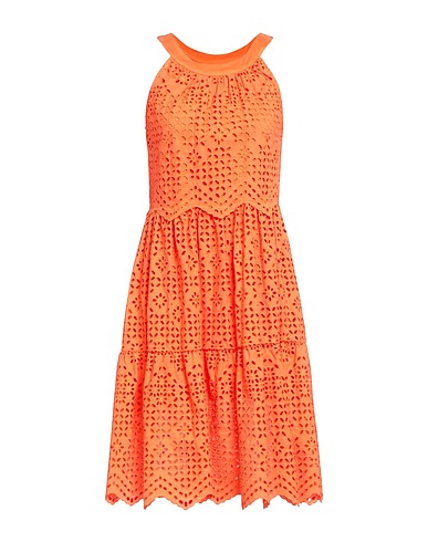 D.EXTERIOR Midi dress Orange 50% Polyester, 50% Cotton