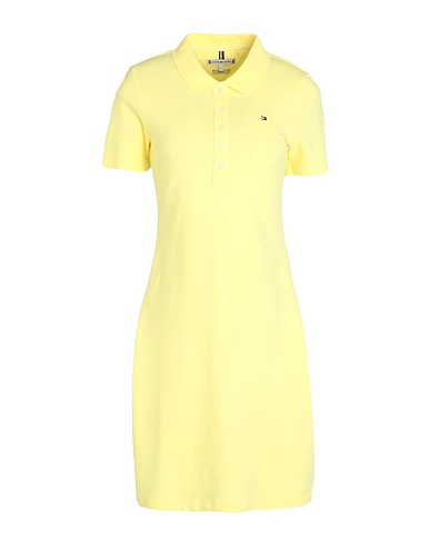 TOMMY HILFIGER Short dress Yellow 97% Cotton, 3% Elastane