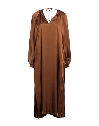 SEMICOUTURE Midi dress Brown 87% Acetate, 13% Silk