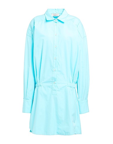 LANEUS Shirt dress Sky blue 100% Cotton