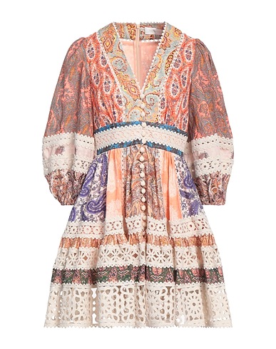 ZIMMERMANN Short dress Orange 100% Linen, Cotton