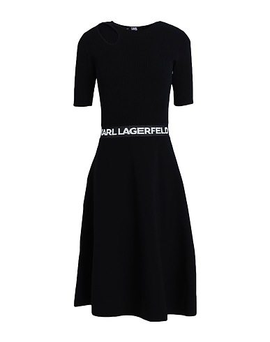 KARL LAGERFELD Robe de bureau SSLV LOGO KNIT DRESS
 Noir 83% Viscose recyclée, 17% Polyester