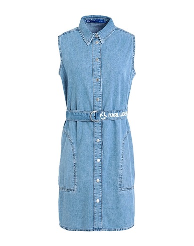 KARL LAGERFELD JEANS Denim dress KLJ SLVLESS BELTED DENIM DRESS
 Blue 100% Cotton