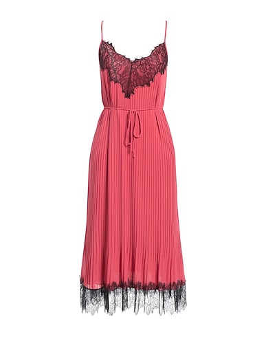 TWINSET Midi dress Coral 100% Polyester, Polyamide