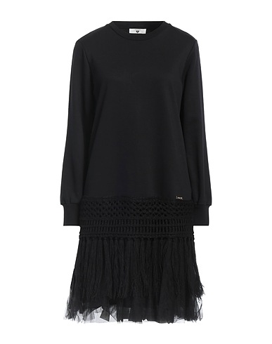 TWINSET Short dress Black 85% Cotton, 15% Polyester, Acrylic, Elastane