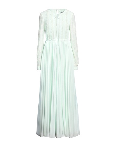 SELF-PORTRAIT Long dress Light green 100% Polyester, Polyamide