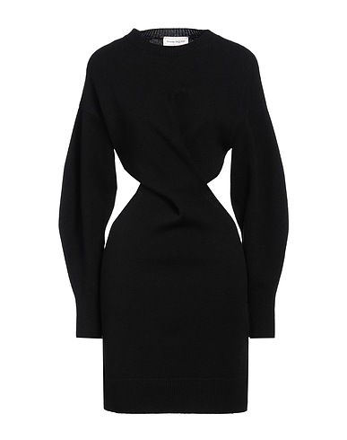 MCQUEEN Sheath dress Black 70% Wool, 30% Cashmere