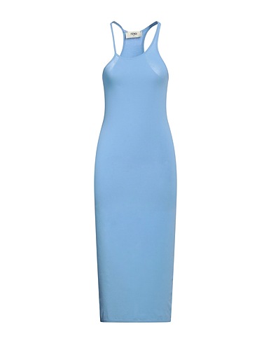 FENDI Midi dress Sky blue 81% Viscose, 17% Polyester, 2% Polyamide