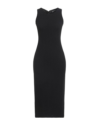 EMPORIO ARMANI Midi dress Black 58% Cotton, 36% Polyamide, 6% Elastane
