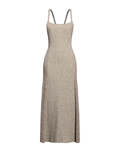 GANNI Long dress Light green 56% Rayon, 43% Polyamide, 1% Elastane