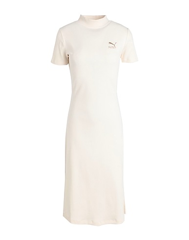 PUMA Midi dress CLASSICS Ribbed Dress
 Cream 58% Cotton, 39% Polyester, 3% Elastane