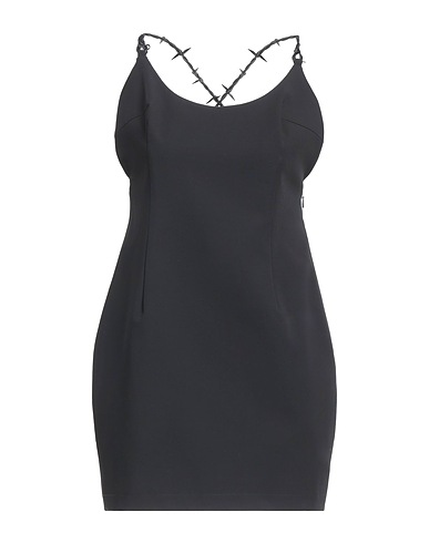 HERON PRESTON Sheath dress Black 66% Polyester, 28% Viscose, 6% Elastane, Leather