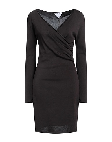 BOTTEGA VENETA Sheath dress Dark brown 96% Viscose, 3% Polyamide, 1% Elastane