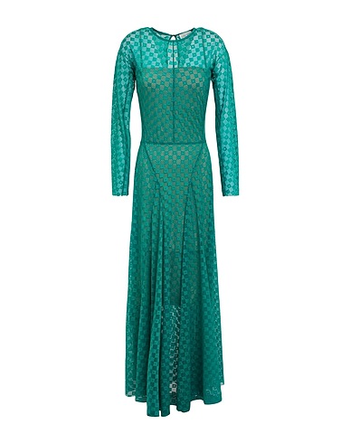 FORTE_FORTE Long dress Green 93% Polyamide, 7% Elastane