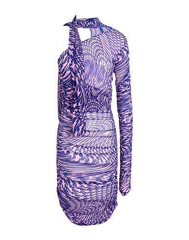 MUGLER One-shoulder dress Bright blue 94% Polyamide, 6% Elastane