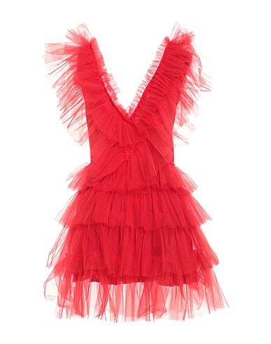 FOREVER UNIQUE Short dress Red 100% Polyester, Elastane