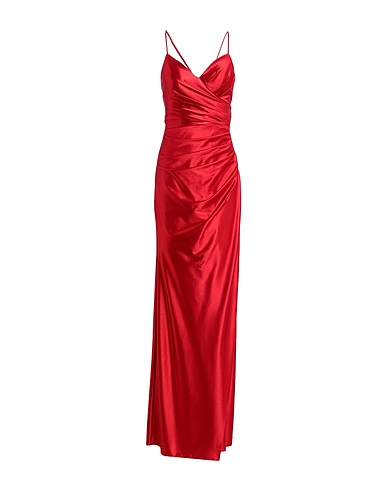 FOREVER UNIQUE Long dress Red 97% Polyester, 3% Lycra®