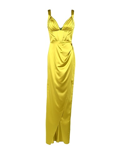 FOREVER UNIQUE Long dress Lime green 98% Polyester, 2% Lycra®
