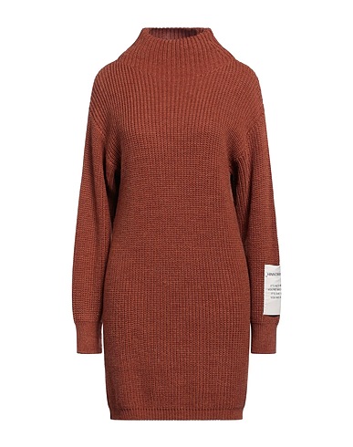 HINNOMINATE Short dress Brown 74% Acrylic, 26% Polyester