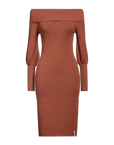 HINNOMINATE Sheath dress Brown 52% Viscose, 26% Polyester, 22% Polyamide