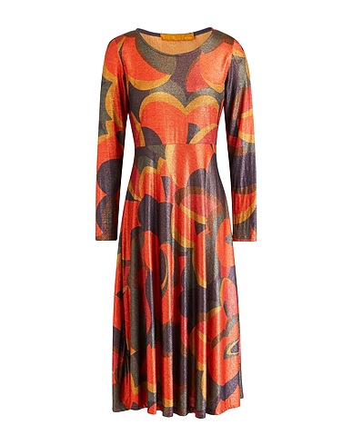 SIYU Midi dress Orange 75% Viscose, 13% Polyamide, 12% Polyester