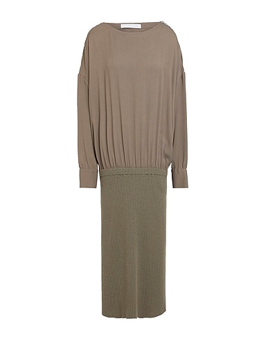 FABIANA FILIPPI Midi dress Khaki 75% Merino Wool, 15% Silk, 10% Cashmere, Acetate