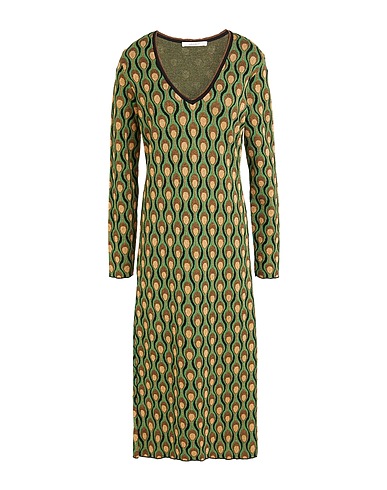 MALÌPARMI Midi dress Green 72% Viscose, 26% Polyester, 2% Lurex®
