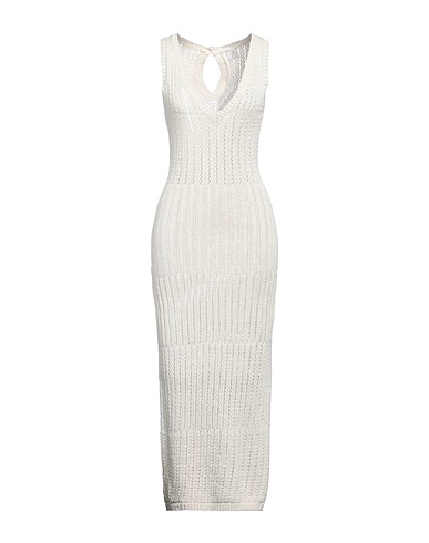 ELEVENTY Long dress Off white 96% Cotton, 2% Metallic fiber, 2% Polyamide