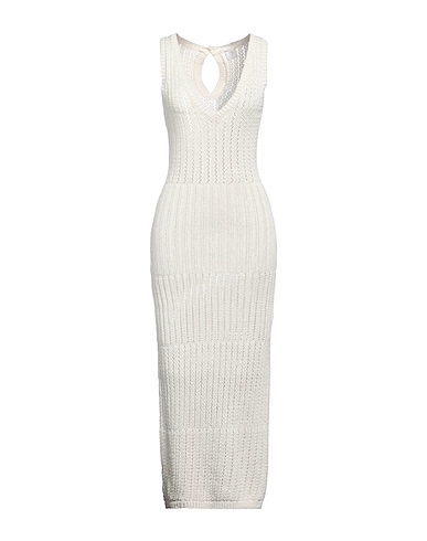 ELEVENTY Sheath dress OFF WHITE 96% Cotton, 2% Metallic fiber, 2% Polyamide