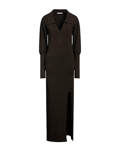 HINNOMINATE Long dress Dark brown 52% Viscose, 26% Polyester, 22% Polyamide