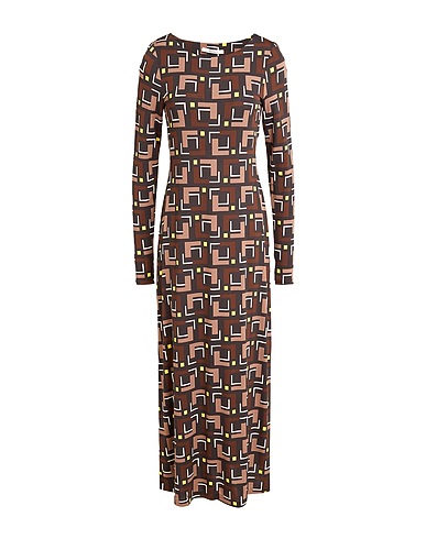MALÌPARMI Long dress Chocolate brown 92% Viscose, 8% Elastane