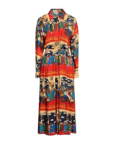 ALESSANDRO ENRIQUEZ DRESSES Red 82% Viscose, 15% Wool, 3% Silk
