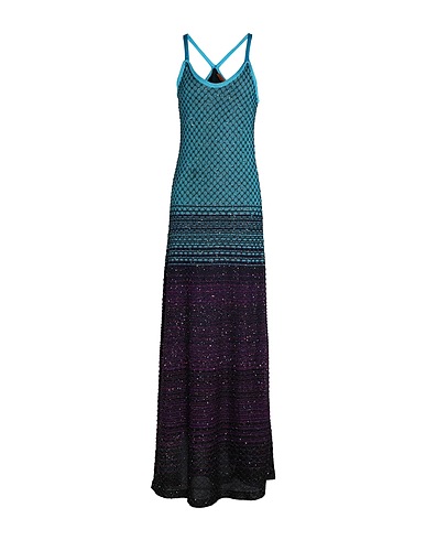 MISSONI Langes Kleid Azurblau 66% Viskose, 19% Polyester, 14% Polyamid, 1% Cupro
