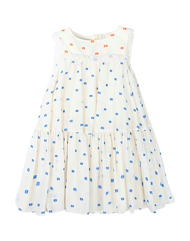 MIMISOL Dress Ivory 97% Cotton, 3% Viscose, Silk