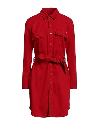 MOTHER Robe chemise Rouge 93% Coton, 5% Polyester, 2% Élasthanne