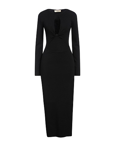 AKEP Midi dress Black 52% Viscose, 26% Polyester, 22% Polyamide