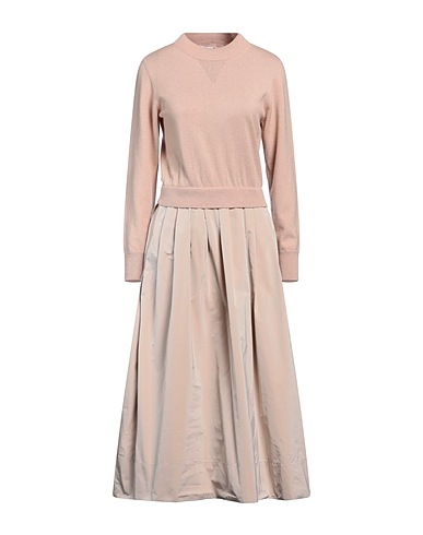 PESERICO Midi dress Beige 100% Polyester, Metallic fiber, Virgin Wool, Silk, Cashmere