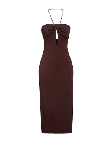 THE ATTICO Midi dress Brown 68% Rayon, 27% Polyamide, 5% Elastane