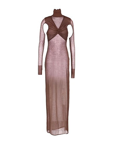 ANDREĀDAMO Long dress Chocolate brown 71% Modal, 16% Polyamide, 13% Silk