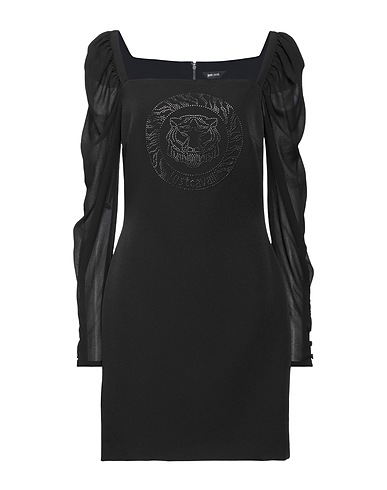 JUST CAVALLI 미니 원피스 블랙 93% 폴리에스테르, 7% 엘라스테인