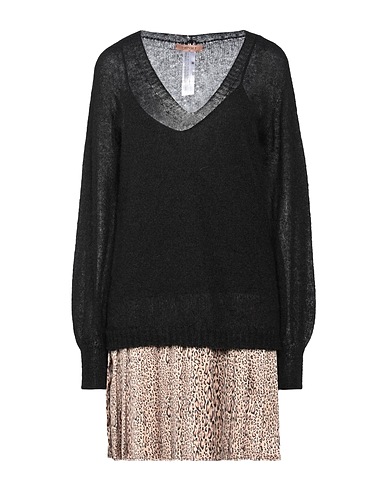 TWINSET Pleated dress Black 35% Mohair wool, 35% Alpaca wool, 30% Polyamide, Polyester