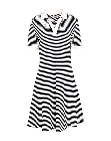 TOMMY HILFIGER Vestido midi Azul noche 65% Lyocell, 32% Algodón, 3% Elastán