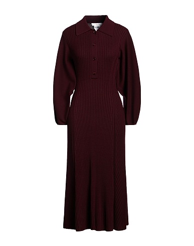 CHLOÉ Midi dress Burgundy 100% Wool, Polyamide, Elastane, Buffalo Horn