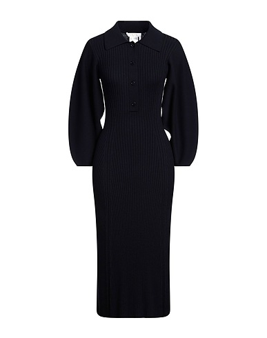 CHLOÉ Vestito chemisier Blu notte 100% Lana, Poliammide, Elastan, Corno di Bufalo