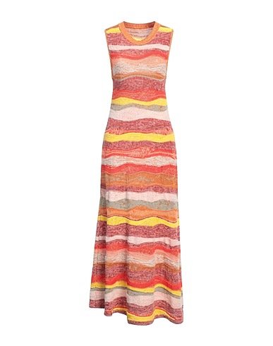 ULLA JOHNSON Long dress Orange 86% Cotton, 14% Nylon