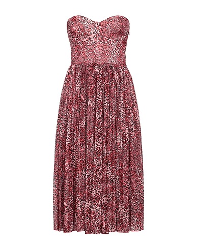 ELISABETTA FRANCHI Midi dress Coral 100% Polyester, Polyamide, Elastane, Polyurethane