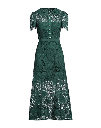 SELF-PORTRAIT Midi dress Dark green 98% Polyester, 2% Polyamide